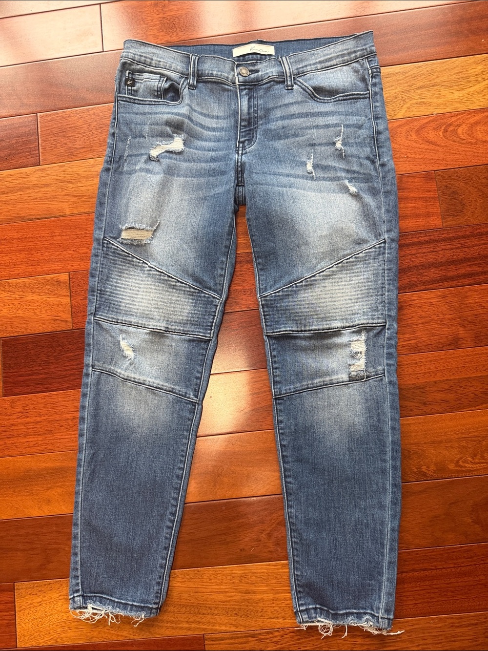 KanCan Distressed Blue Estilo Jeans with Biker Paneling
